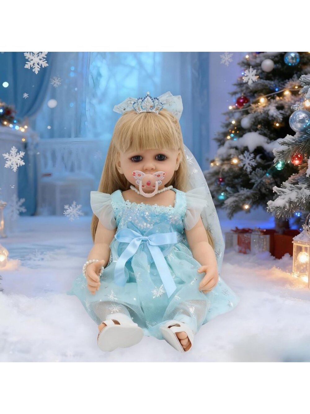 Adorable Full Body Silicone Reborn Baby Doll in Princess Dress - Realistic Toy